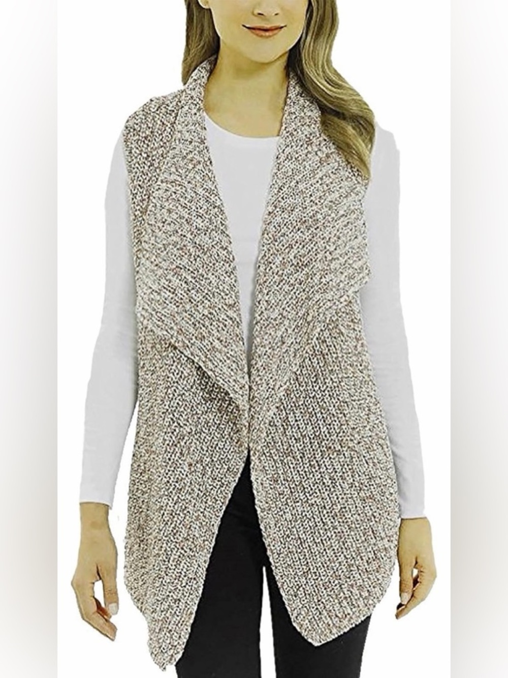 Jones New York Open Front Knit Cardigan Shawl Collar Vest Sz XL